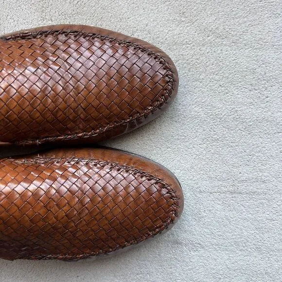 Allen Edmonds St. Vincent Sienna Brown  Leather Loafers Men’s 9 Woven Slip Ons