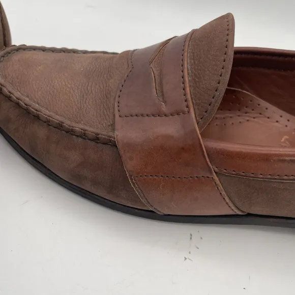 Allen Edmonds Townsend Suede  Full Leather Strap Brown Penny Loafers Size 9.5 E