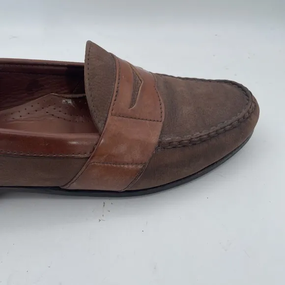 Allen Edmonds Townsend Suede  Full Leather Strap Brown Penny Loafers Size 9.5 E