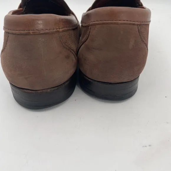 Allen Edmonds Townsend Suede  Full Leather Strap Brown Penny Loafers Size 9.5 E