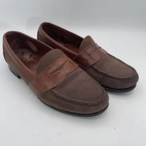 Allen Edmonds Townsend Suede  Full Leather Strap Brown Penny Loafers Size 9.5 E