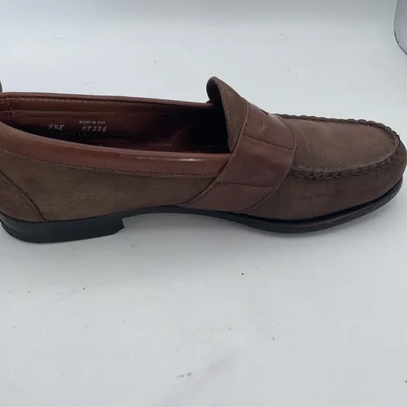 Allen Edmonds Townsend Suede  Full Leather Strap Brown Penny Loafers Size 9.5 E