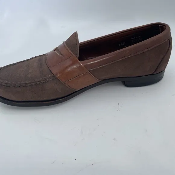 Allen Edmonds Townsend Suede  Full Leather Strap Brown Penny Loafers Size 9.5 E