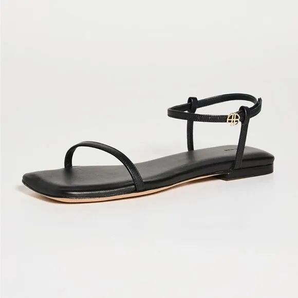 Anine Bing Invisible Flat Sandal Black Leather