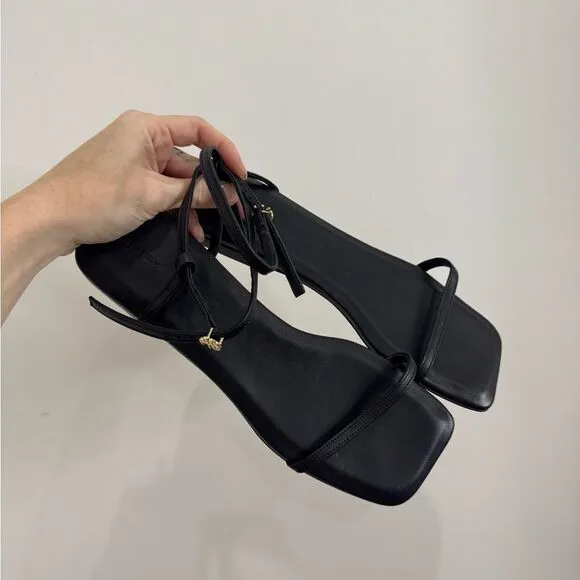Anine Bing Invisible Flat Sandal Black Leather