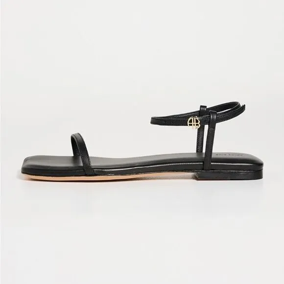 Anine Bing Invisible Flat Sandal Black Leather