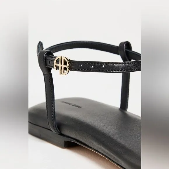 Anine Bing Invisible Flat Sandal Black Leather
