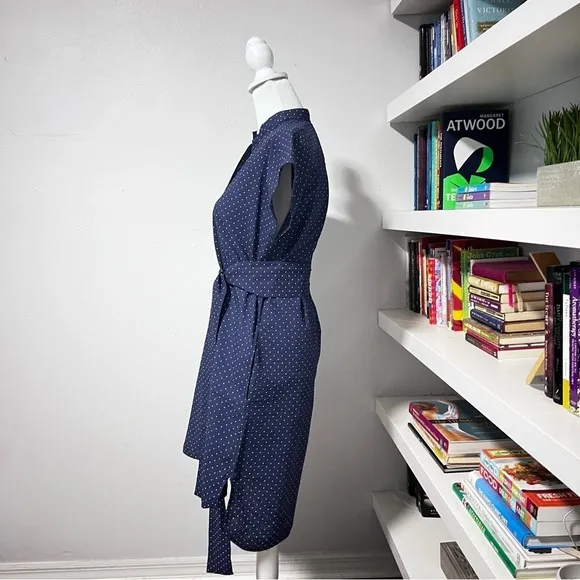 Ann Mashburn navy and white polkadot shirt dress size smalll