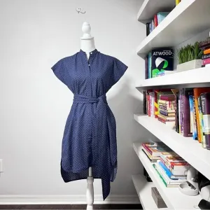 Ann Mashburn navy and white polkadot shirt dress size smalll