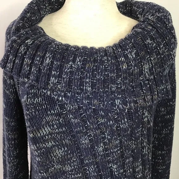 ANTHRO Yellow Bird Sweater Cardigan Sunday Drape Cowl Blue Size M