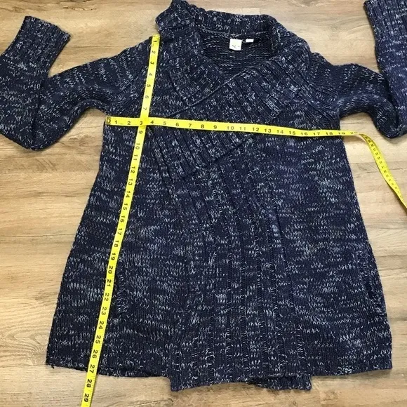 ANTHRO Yellow Bird Sweater Cardigan Sunday Drape Cowl Blue Size M