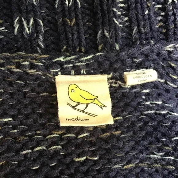 ANTHRO Yellow Bird Sweater Cardigan Sunday Drape Cowl Blue Size M