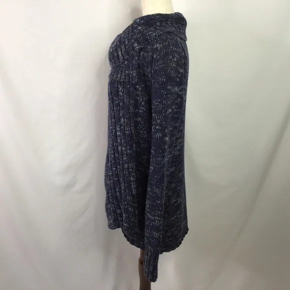 ANTHRO Yellow Bird Sweater Cardigan Sunday Drape Cowl Blue Size M