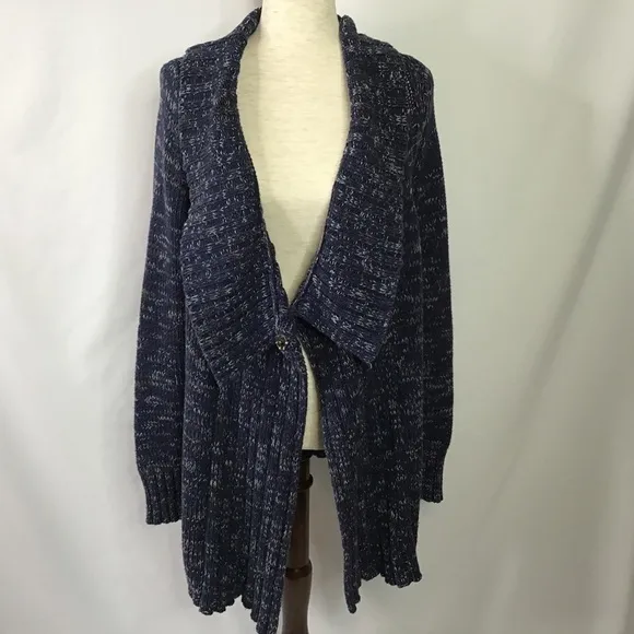 ANTHRO Yellow Bird Sweater Cardigan Sunday Drape Cowl Blue Size M