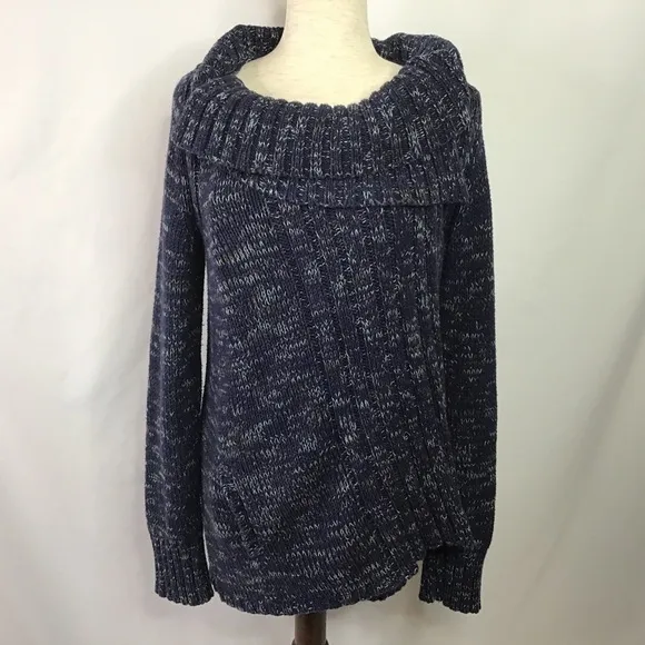 ANTHRO Yellow Bird Sweater Cardigan Sunday Drape Cowl Blue Size M
