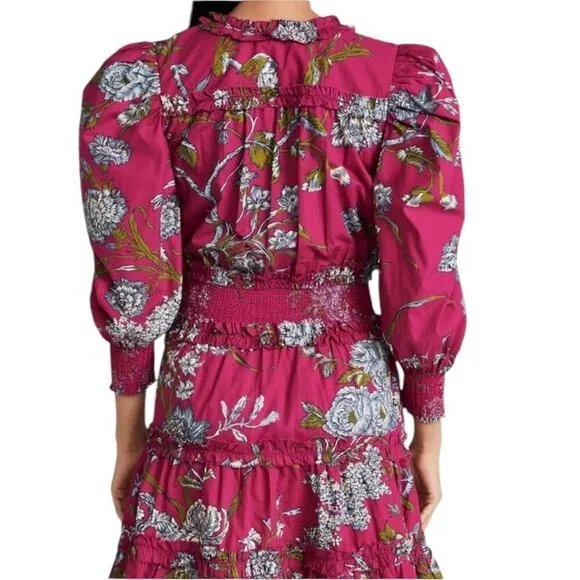 Anthropologie Love the Label Wanda Print Mini Dress Fuchsia Size S