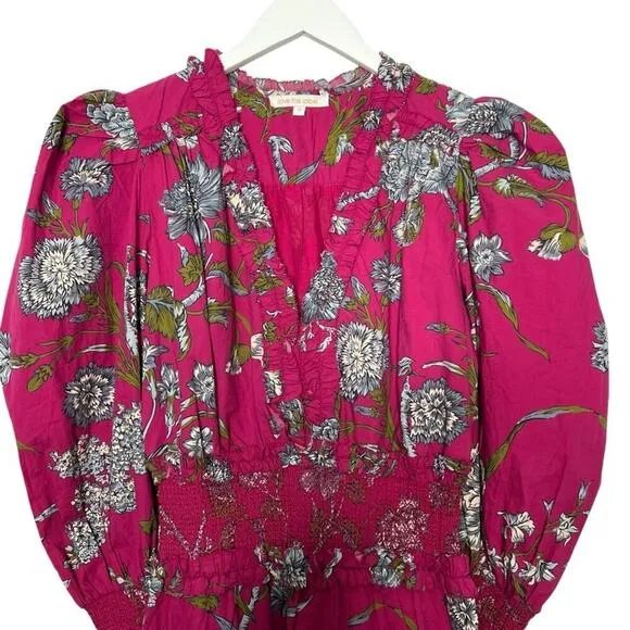 Anthropologie Love the Label Wanda Print Mini Dress Fuchsia Size S