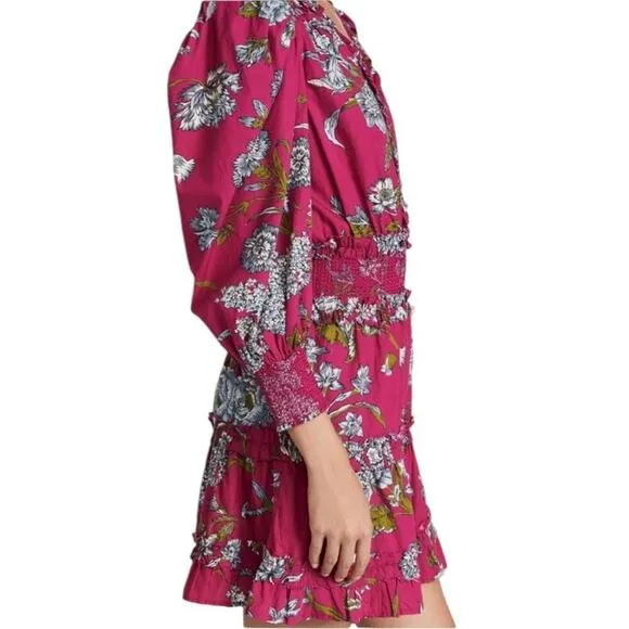 Anthropologie Love the Label Wanda Print Mini Dress Fuchsia Size S