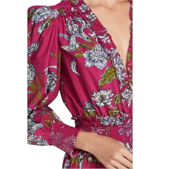 Anthropologie Love the Label Wanda Print Mini Dress Fuchsia Size S