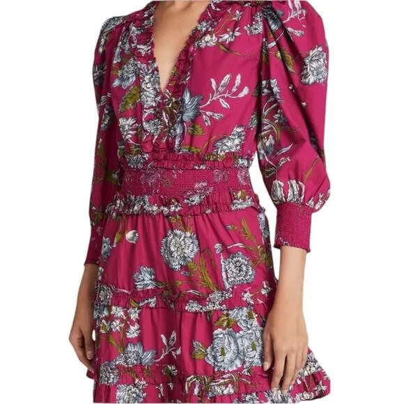 Anthropologie Love the Label Wanda Print Mini Dress Fuchsia Size S