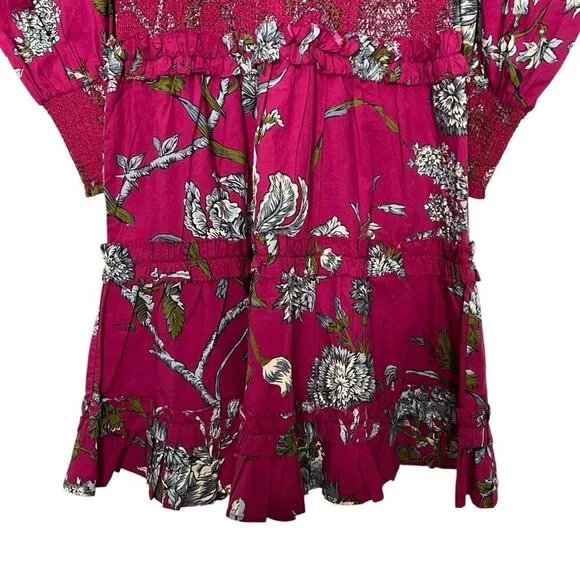 Anthropologie Love the Label Wanda Print Mini Dress Fuchsia Size S