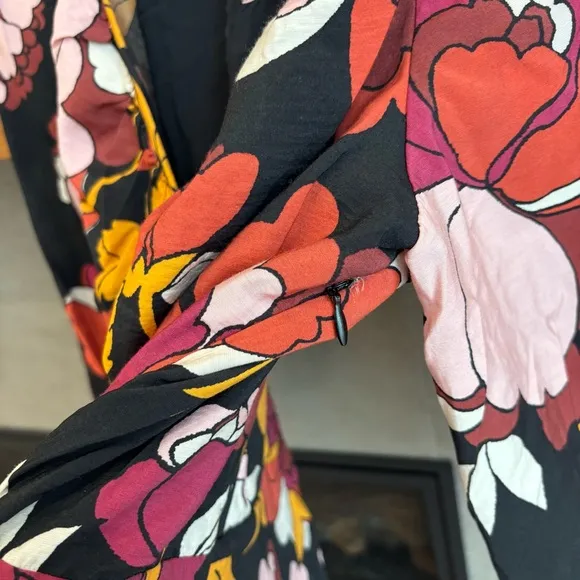 Anthropologie Maeve Deep-V Ruched Midi Dress, Size 14