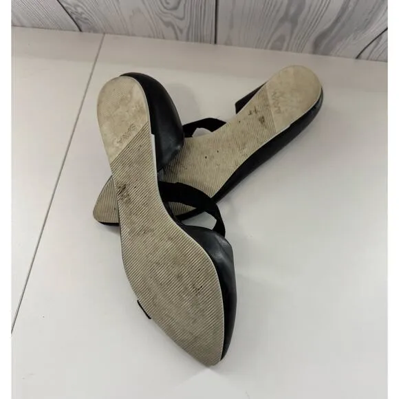Anthropologie Sava Leather Flats with Suede Detail Black Pointed Toe 7.5 EU38 r1