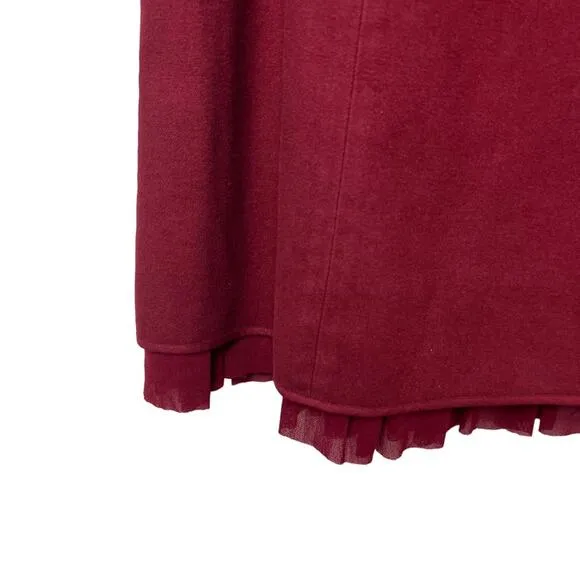 Anthropologie Sleeping On Snow Maroon A-Line Midi Skirt Sz 12