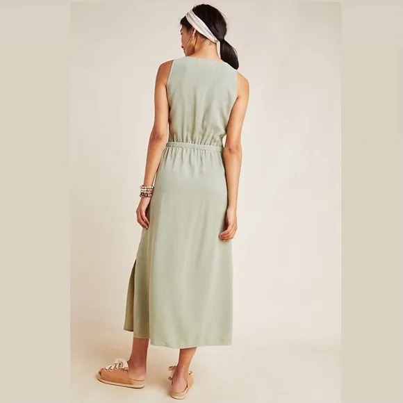 Anthropologie’s Cloth &amp; Stone Dress Button Front Maxi Green Size M New w/o Tag