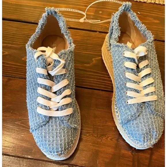 Antonio Melani Sz 10 Women's Blue Boho Lace Up Denim  Platform Espadrilles NWT