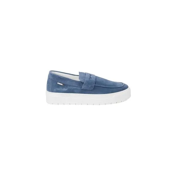 Antony Morato Suede Plain Slip-On Moccasins with Rubber Sole Men Blue