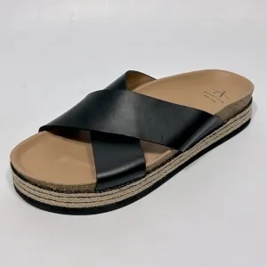 Aquatalia Ariana Crisscross Espadrilles Platform Sandals Size 10 Black /Tan