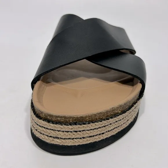 Aquatalia Ariana Crisscross Espadrilles Platform Sandals Size 10 Black /Tan