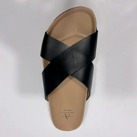 Aquatalia Ariana Crisscross Espadrilles Platform Sandals Size 10 Black /Tan