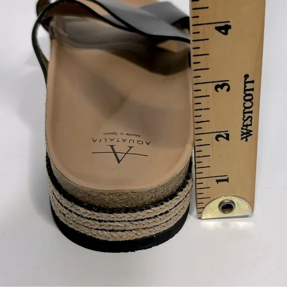 Aquatalia Ariana Crisscross Espadrilles Platform Sandals Size 10 Black /Tan