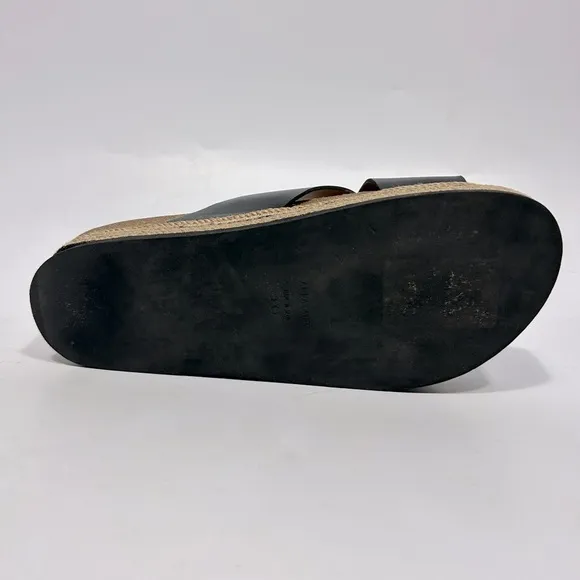 Aquatalia Ariana Crisscross Espadrilles Platform Sandals Size 10 Black /Tan