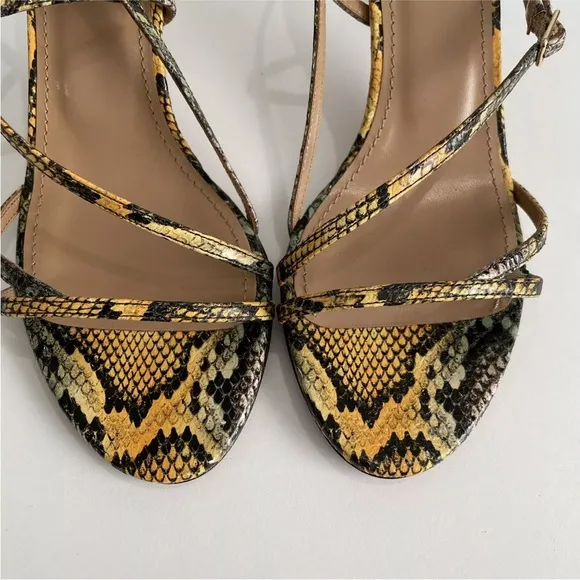 Aquazzura Carolyne Sandals Size 37 Kenya Snake Print 2.5&quot; Heel Strappy