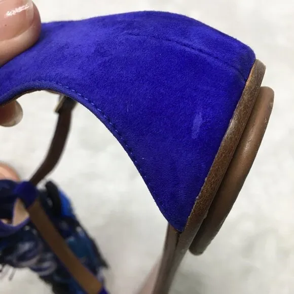 Aquazzura Women's Tropicana Blue Flat Thong Sandals Size 6.5