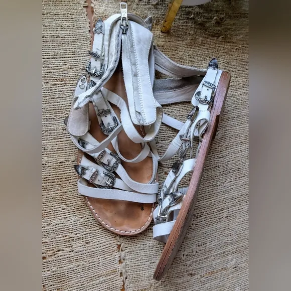 Ash • Penelope Buckle Flat Sandals in White