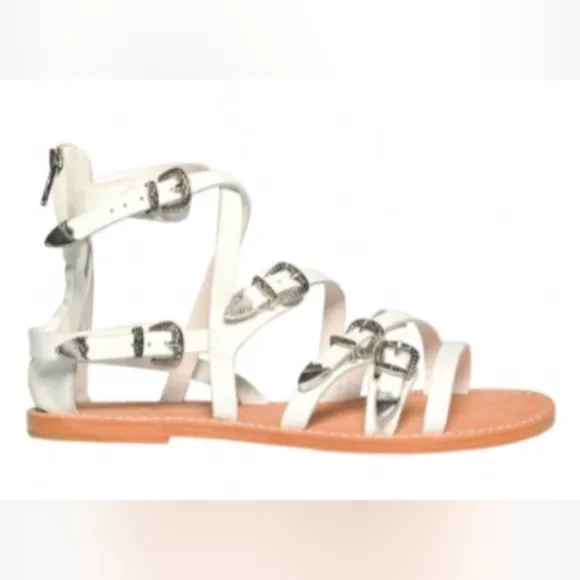 Ash • Penelope Buckle Flat Sandals in White