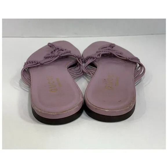 Authentic GUCCI Leather Lavender Flat Woven Thong Sandals Size US 6