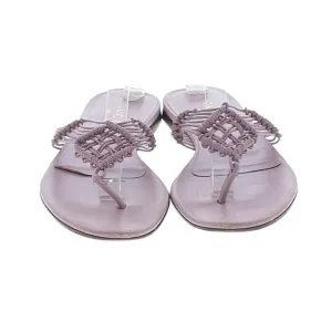 Authentic GUCCI Leather Lavender Flat Woven Thong Sandals Size US 6