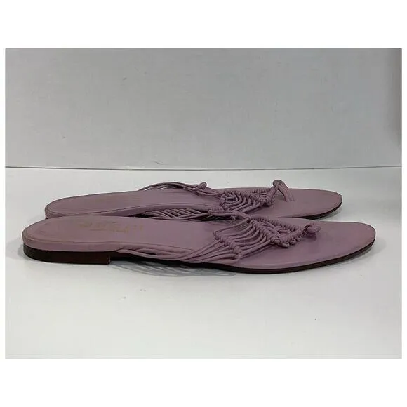 Authentic GUCCI Leather Lavender Flat Woven Thong Sandals Size US 6