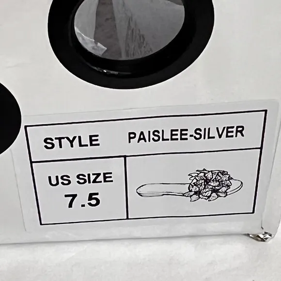 Azalea Wang Paisley Silver Size 7.5 Flashy Floral Flat Slide Sandals W FLAW