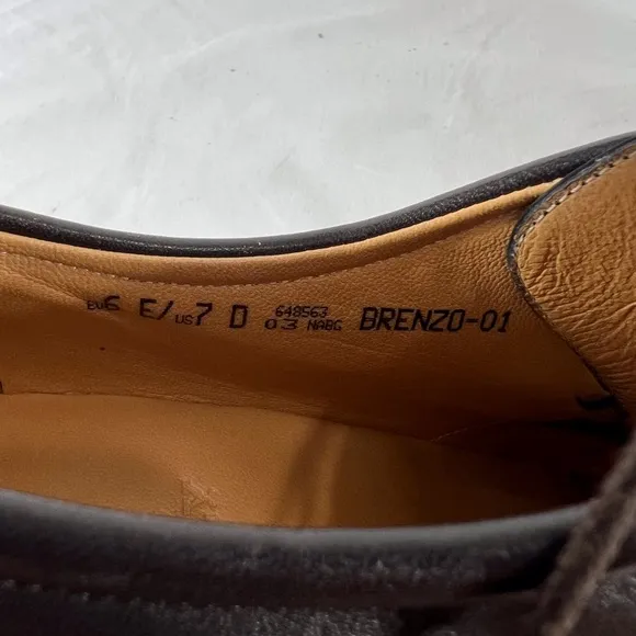 BALLY Brenzo Brown Leather Lace Up Dress Shoes Made in Switzerland Marked as 7US