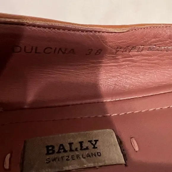 BALLY DULCINA FAWN COATED CANVAS LOGO LEATHER BOW BALLET FLATS