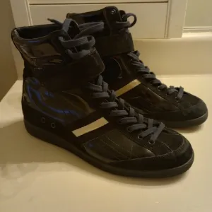 Bally men's vintage high top suede and leather luxury sneakers