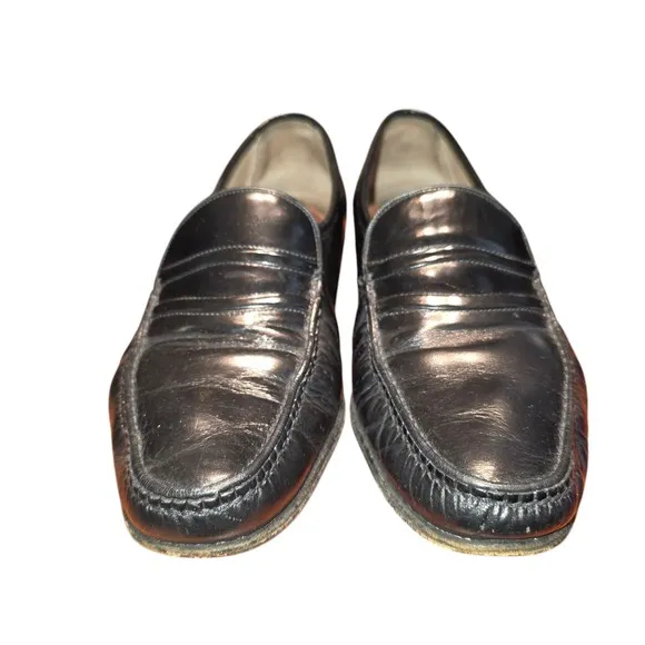 Bally Shoes Penny Loafer Gray Leather Made in Italy Men's Sz 8.5