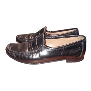 Bally Shoes Penny Loafer Gray Leather Made in Italy Men's Sz 8.5