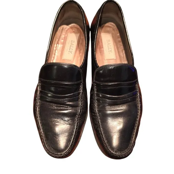 Bally Shoes Penny Loafer Gray Leather Made in Italy Men's Sz 8.5